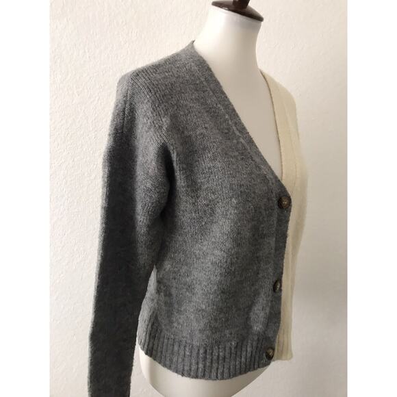 Olivia Sky Cardigan Sweater V Neck Colorblock Stretch Knit - Picture 5 of 9